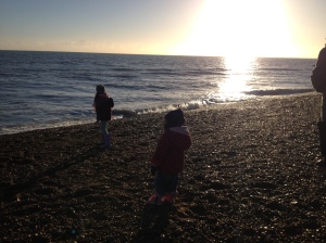 Skimming stones at Hythe
